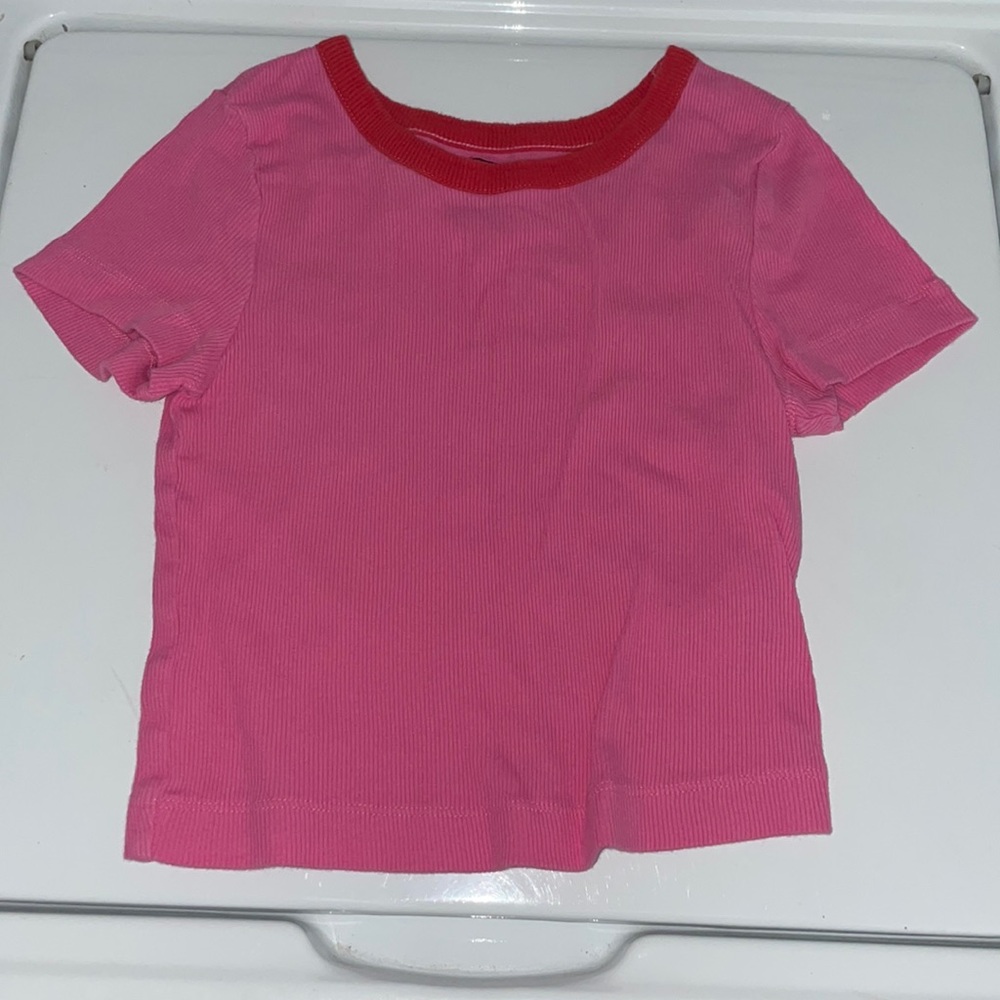 Pink with red trim textured croptop from BDG. Size M